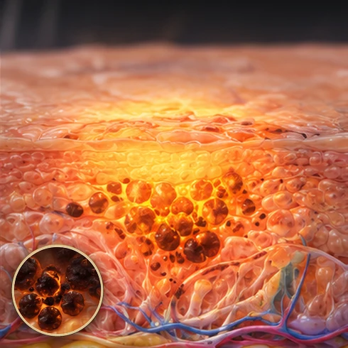 Illustration of step 2: Absorption and heat